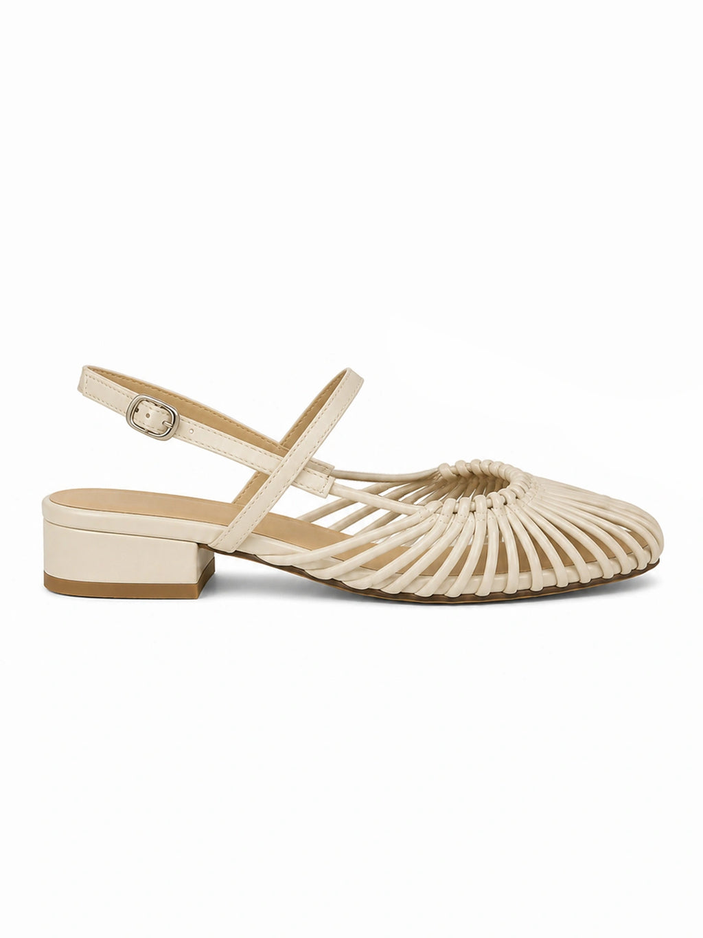Woven Cage Slingback Low Heel Sandals