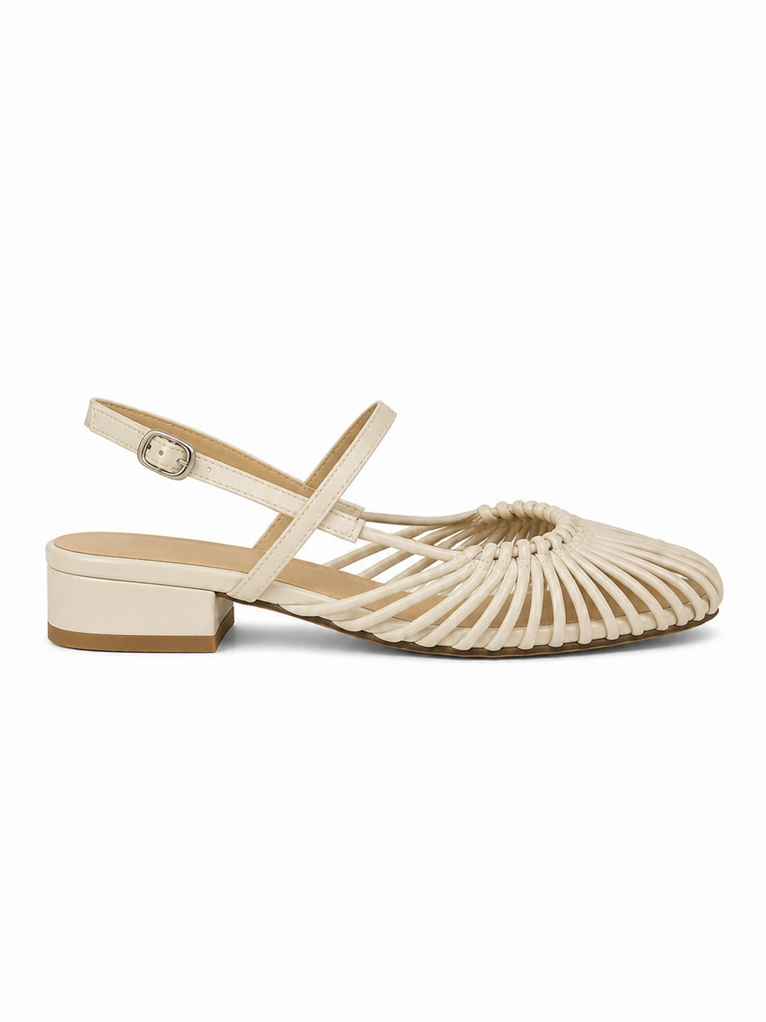 Woven Cage Slingback Low Heel Sandals