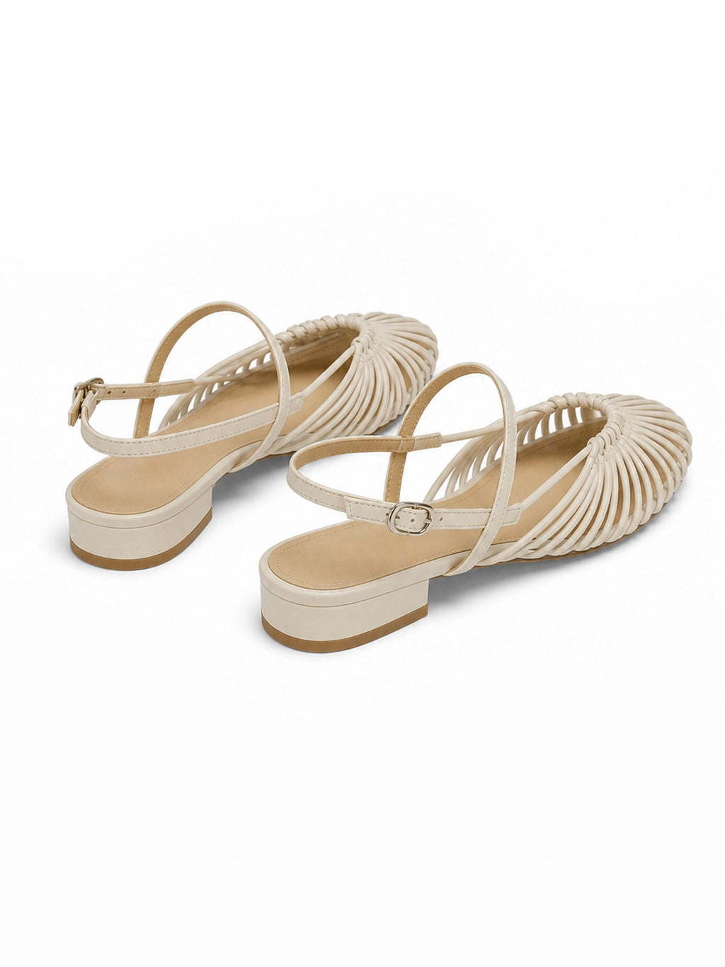 Woven Cage Slingback Low Heel Sandals
