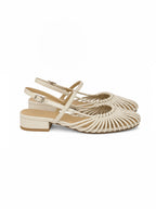 Woven Cage Slingback Low Heel Sandals