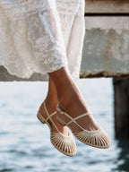 Woven Cage Slingback Low Heel Sandals