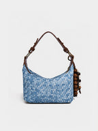 Woven Leather Large Slouchy Shoulder Bag