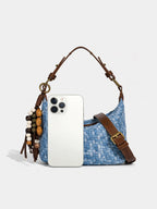 Woven Leather Large Slouchy Shoulder Bag