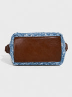 Woven Leather Large Slouchy Shoulder Bag