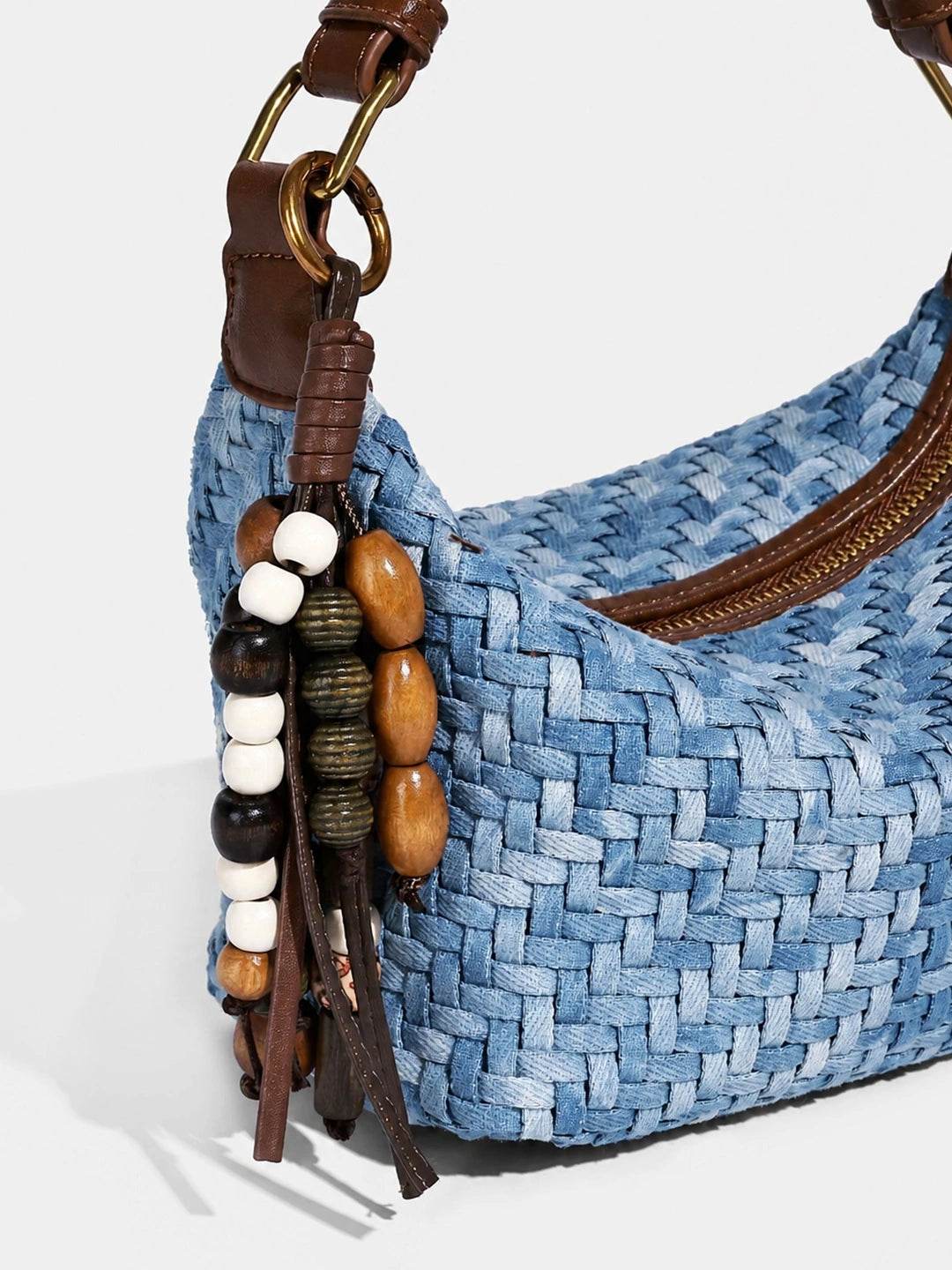 Woven Leather Large Slouchy Shoulder Bag