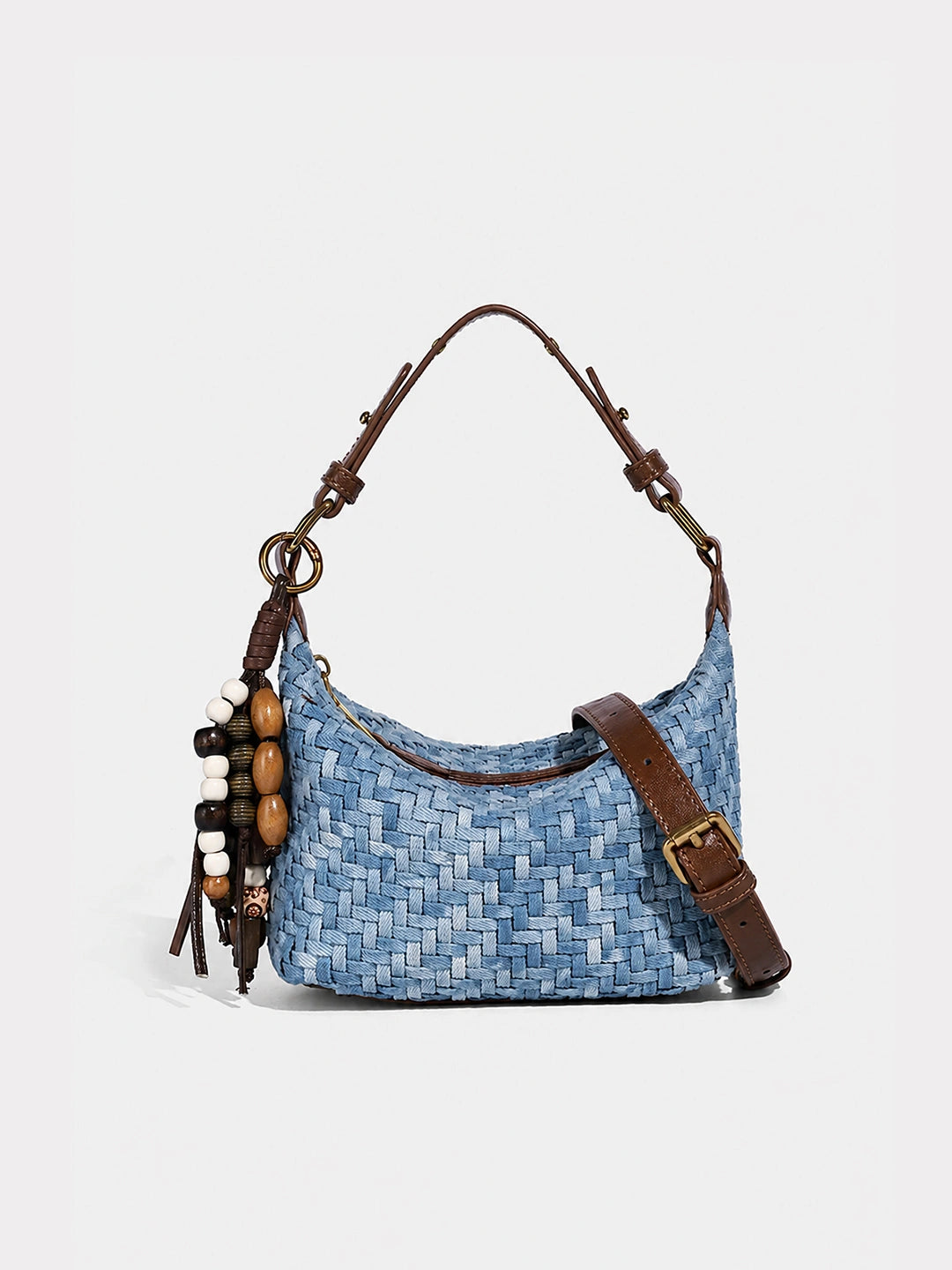 Woven Leather Large Slouchy Shoulder Bag