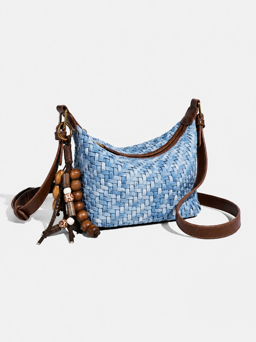 Woven Leather Large Slouchy Shoulder Bag