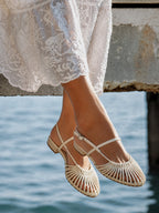 Woven Cage Slingback Low Heel Sandals