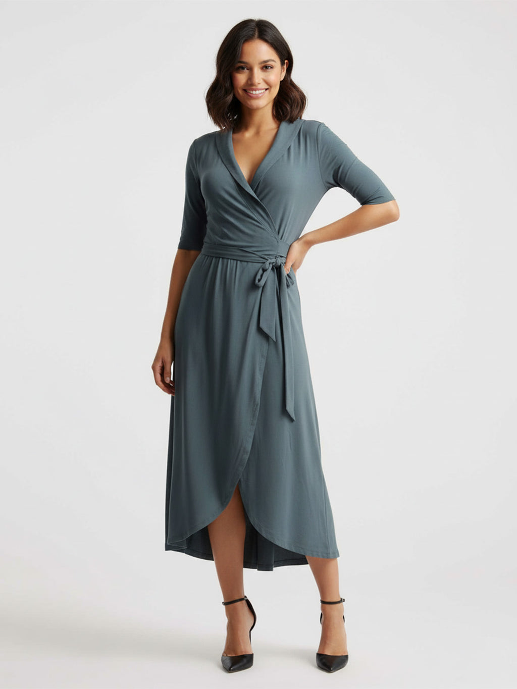 Wrap-up midi dress