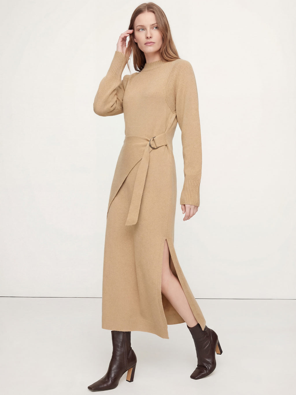 Wrap sweater maxi dress wool knit long dress