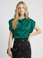 Draped Cowl Neck Loose Fit Sleeveless Mini Dress