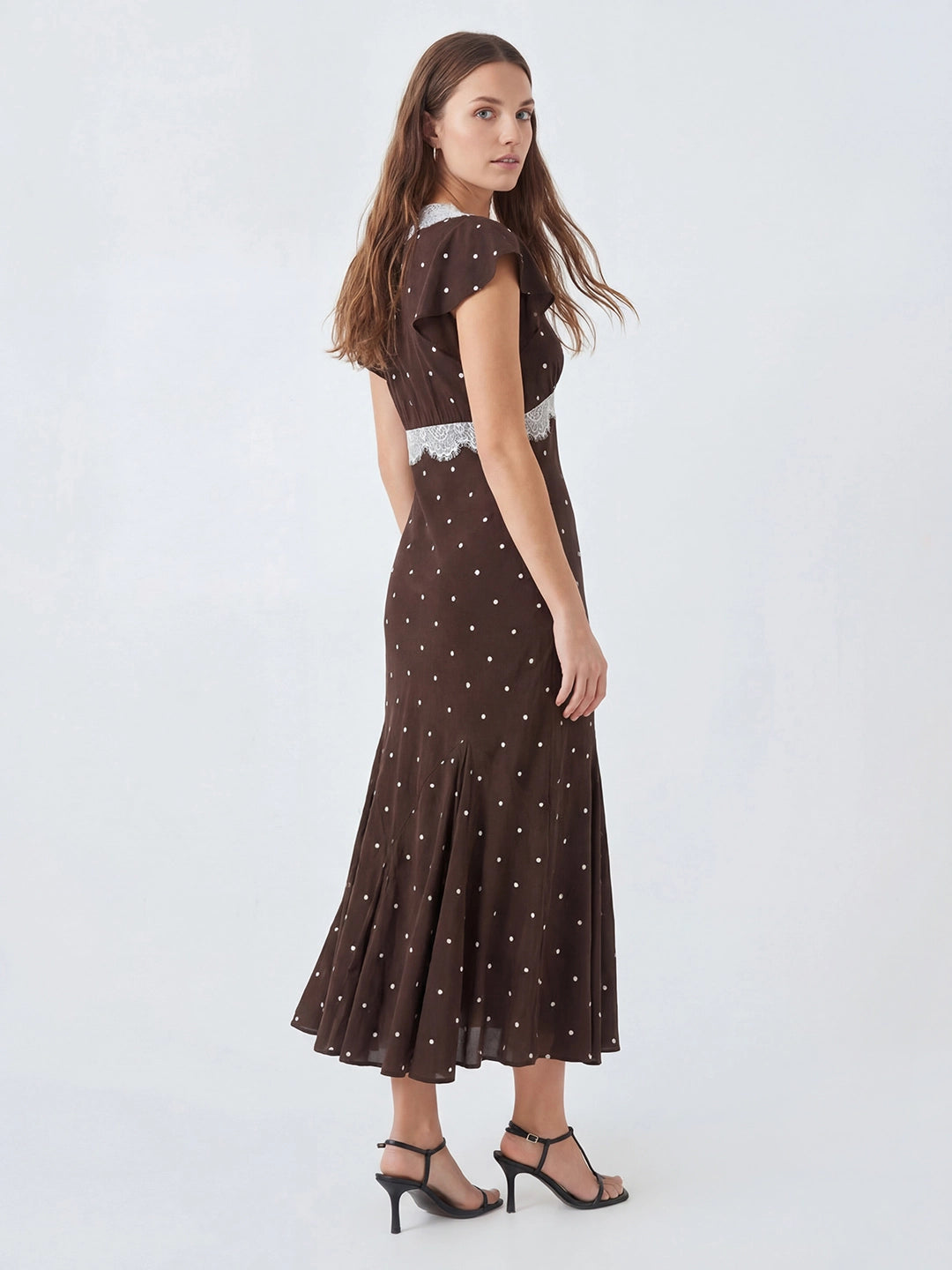 V-Neck Polka Dot Rayon Dress