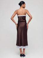 Colorblock Stain Spaghetti Strap Midi Dress