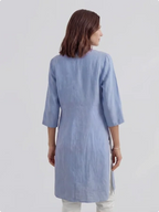 Button Front Long Linen Tunic Top