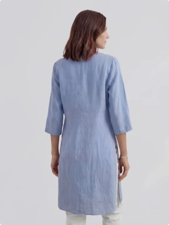 Button Front Long Linen Tunic Top