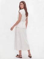 Effortlessly Elegant V-Neck Top & A-Line Skirt Chiffon Set