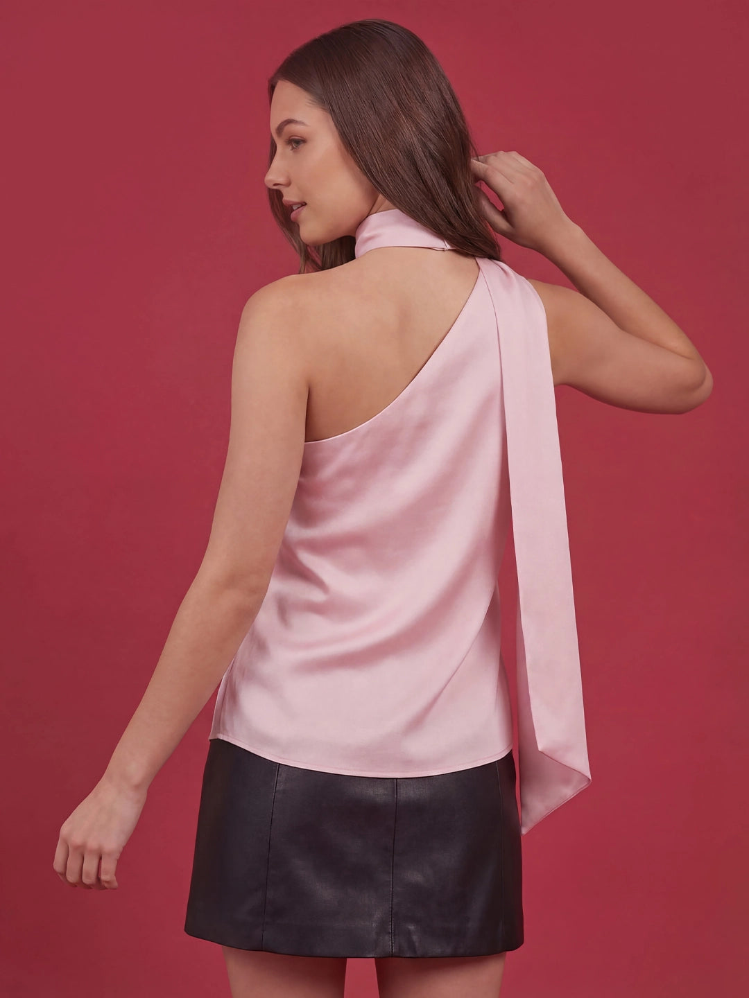 Valentine's Day Exclusive -Scarf Neck One-Shoulder Top