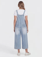 Distressed Loose Fit Denim Bib Overalls