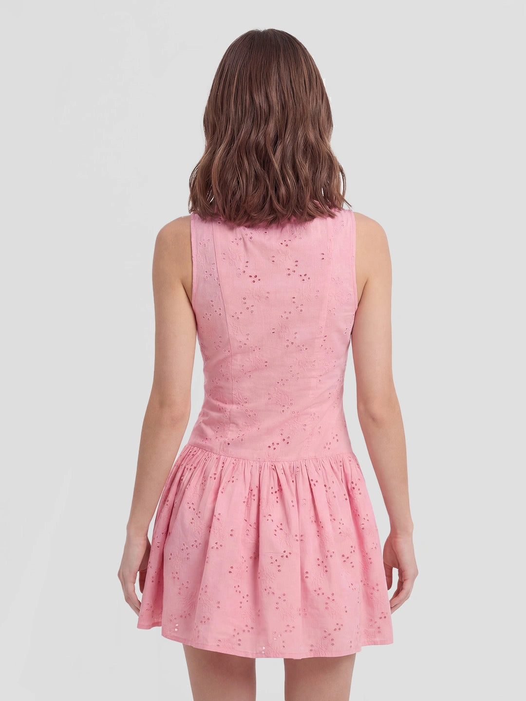 Broderie Eyelet Sleeveless Mini Dress