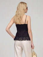 Lace-Up Linen Spaghetti Strap Corset Top