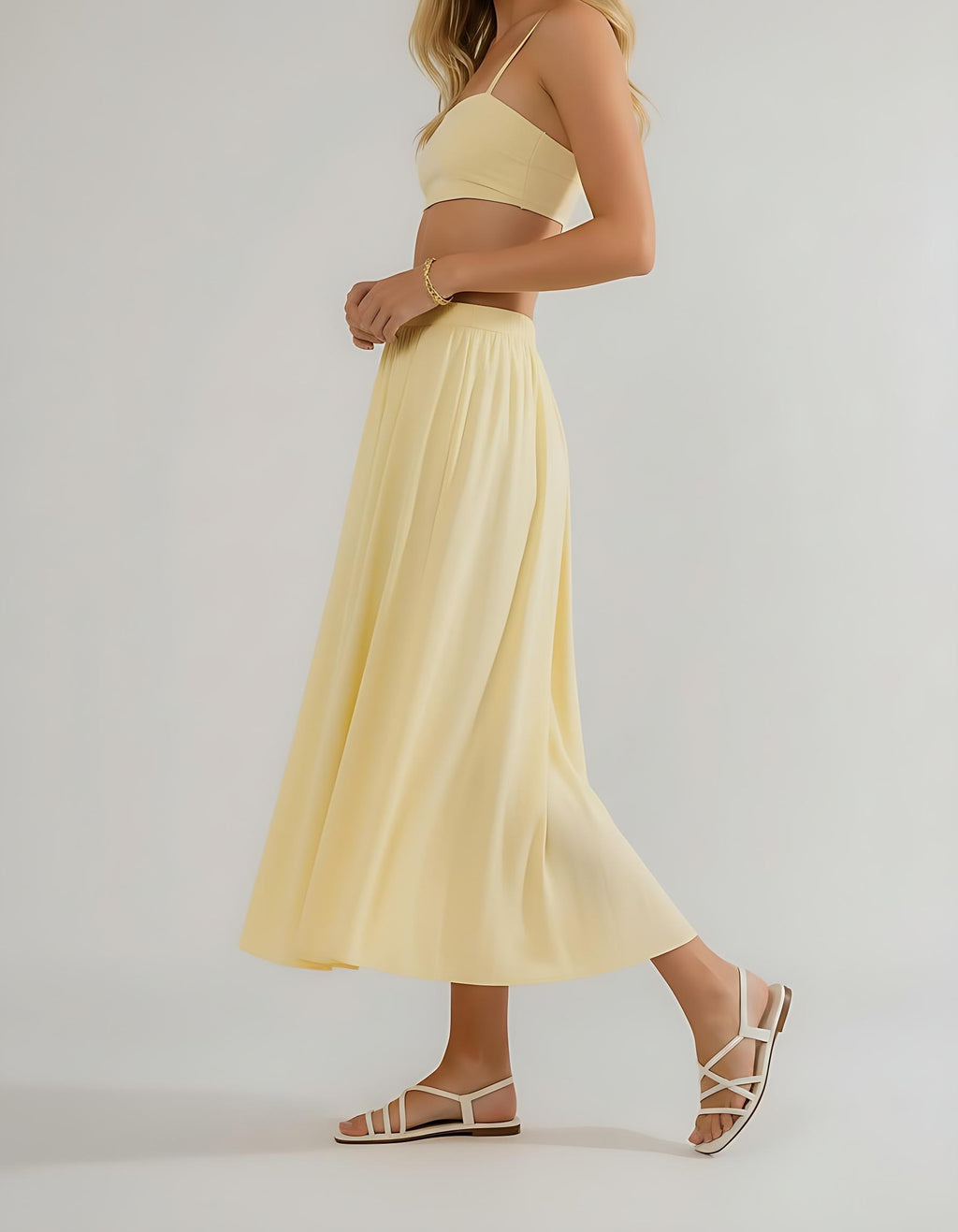 A-line Satin Midi Skirt