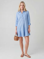 Ruffled long-sleeved shirt dress