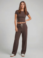 Drawstring wideleg pants