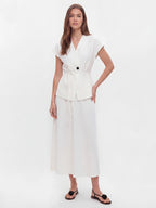 Effortlessly Elegant V-Neck Top & A-Line Skirt Chiffon Set