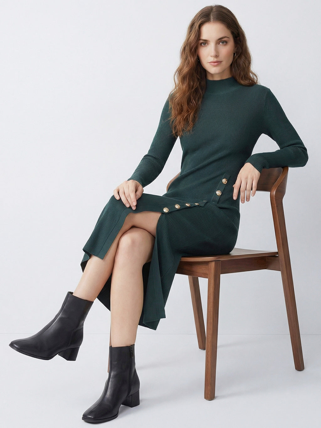 Button Knitted Sweater Dress