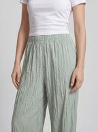 Pleated Elastic Waist Relaxed Straight Leg Pants