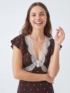 V-Neck Polka Dot Rayon Dress