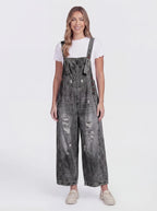 Distressed Loose Fit Denim Bib Overalls