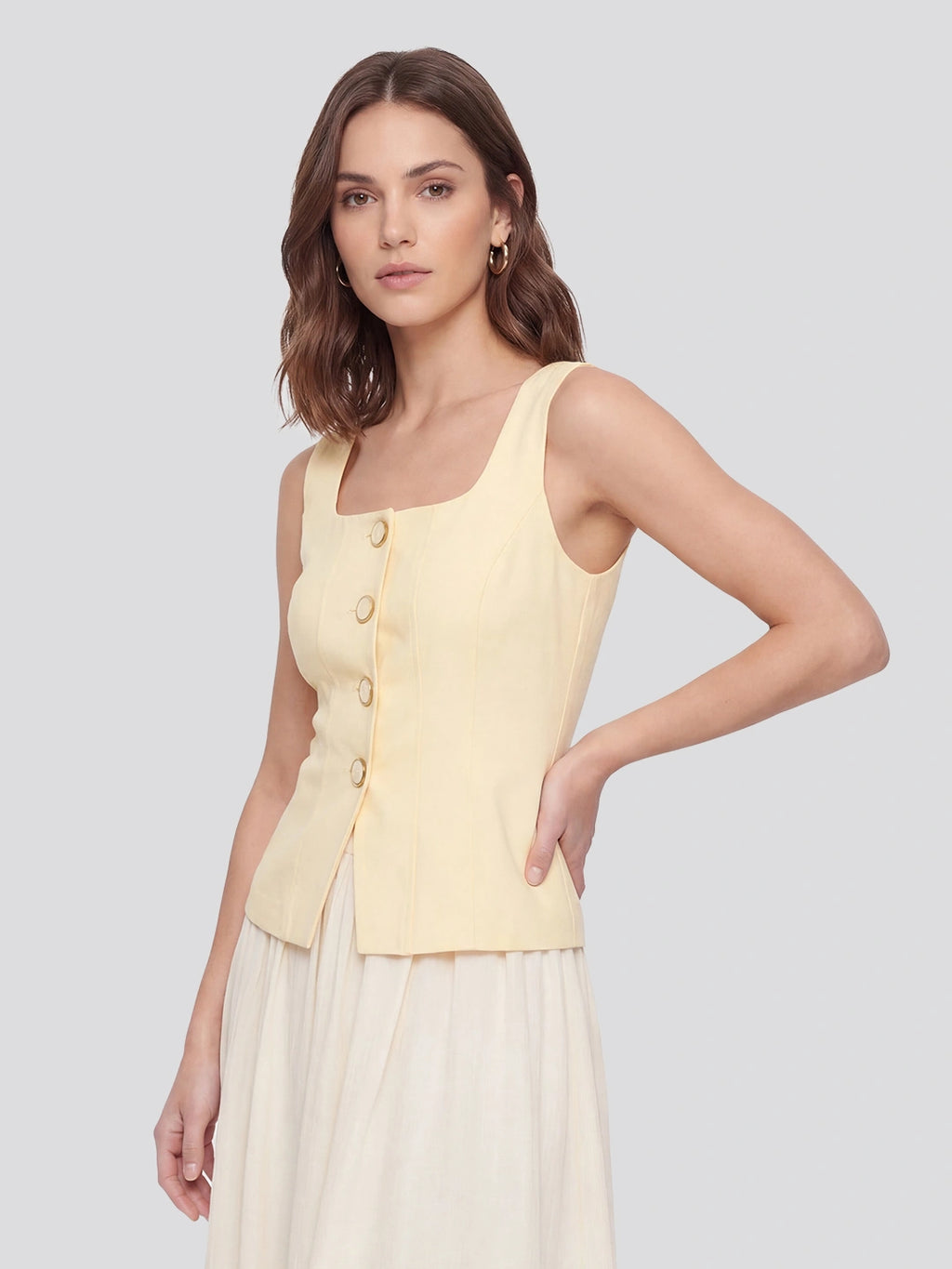 Square Neck Patchwork Midi Dress