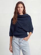 Asymmetric Deep V Back Geometric Wool Sweater