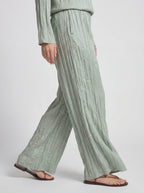 Pleated Elastic Waist Relaxed Straight Leg Pants