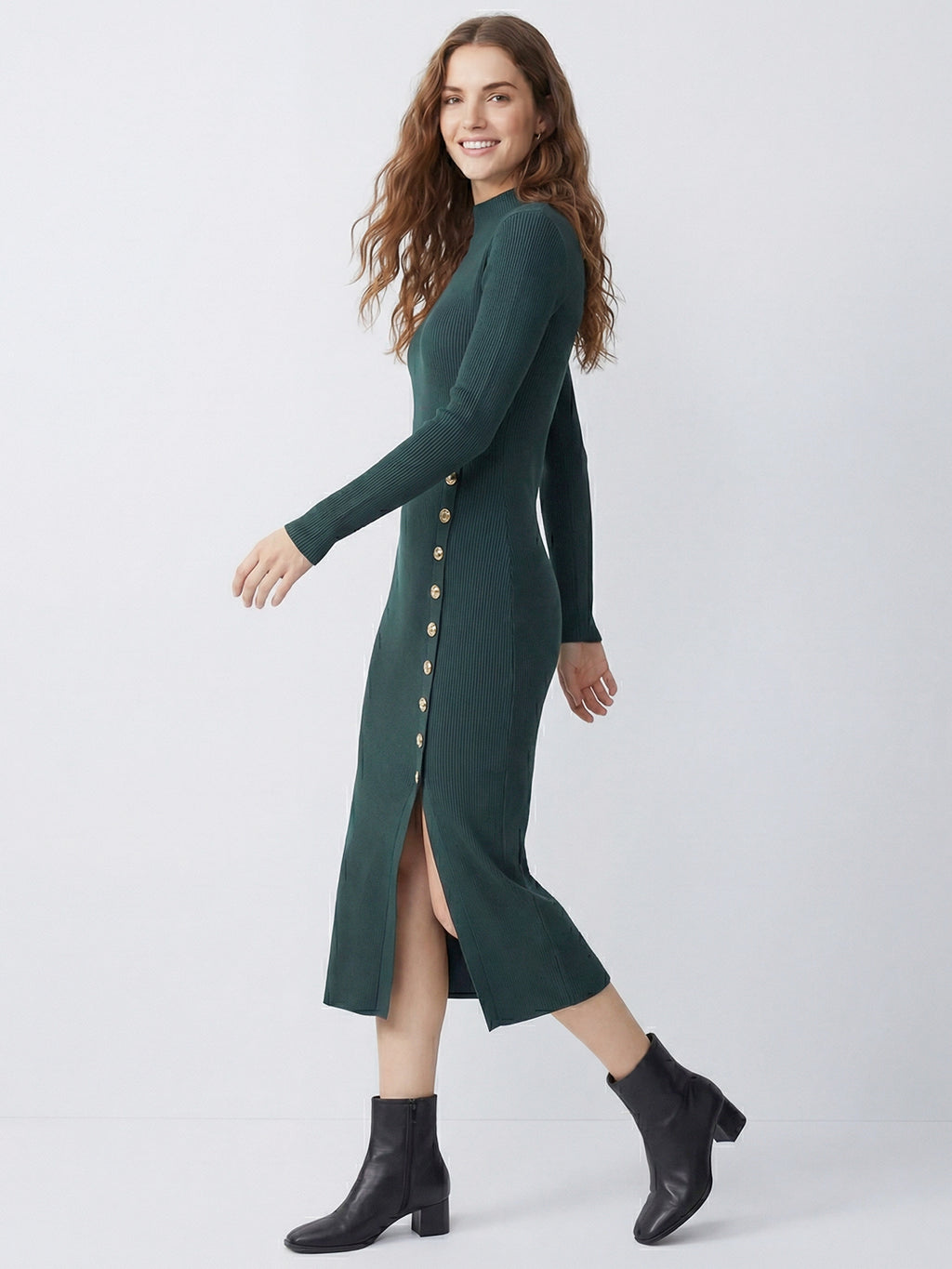 Button Knitted Sweater Dress