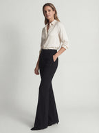 High-waisted pleated straight-leg pants