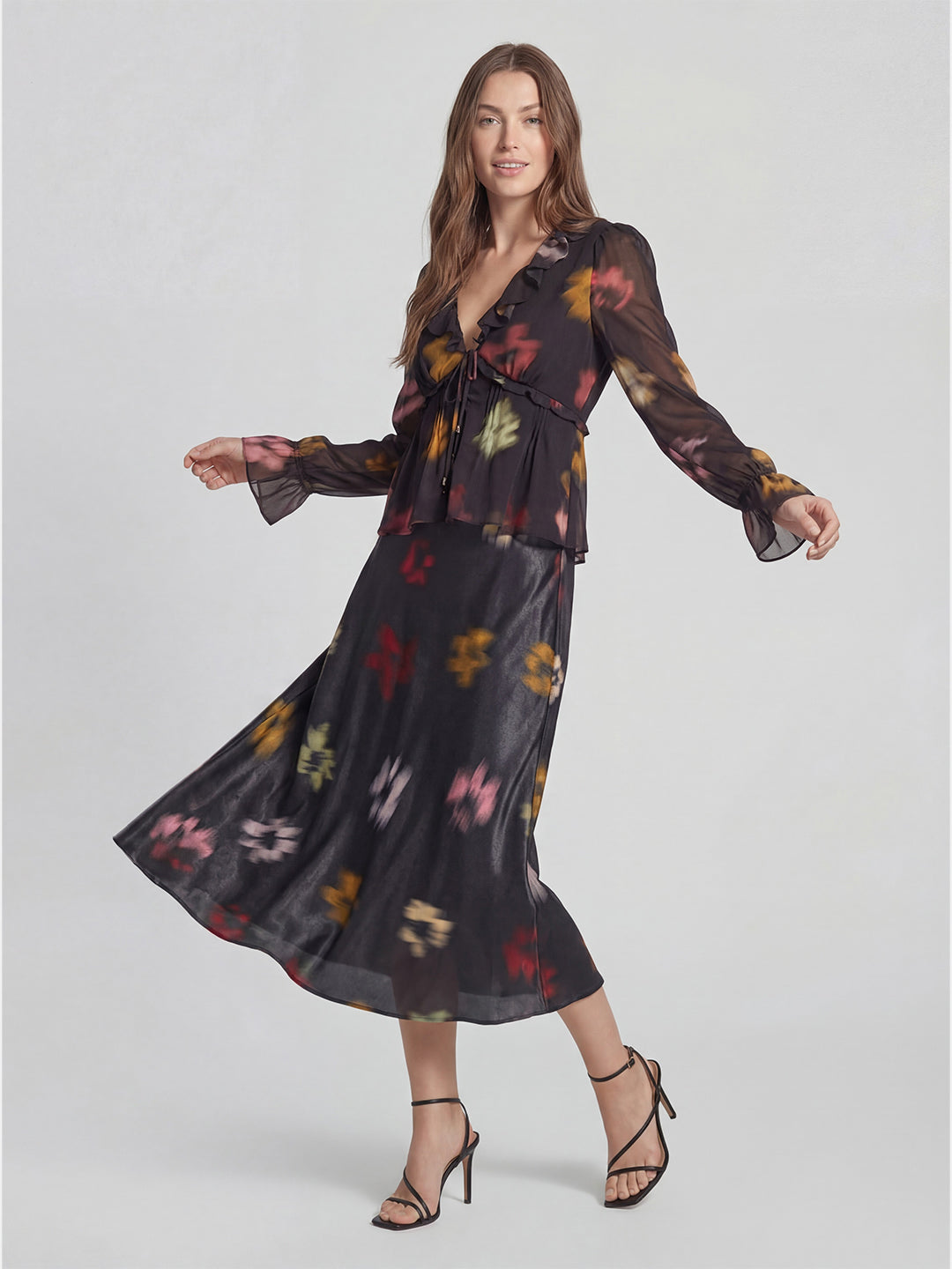 Lustrous Satin Crepe Midi Skirt