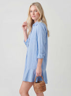 Ruffled long-sleeved shirt dress
