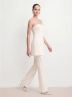 Strapless Mini Top Flare Pant Set