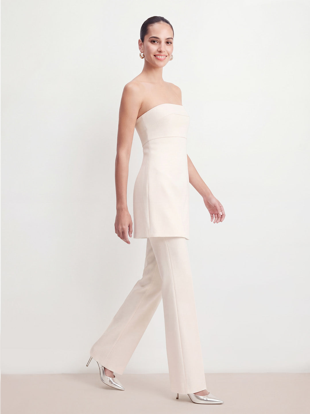 Strapless Mini Top Flare Pant Set