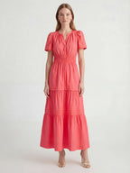 Tiered Cotton Maxi Dress with Smocked Waist