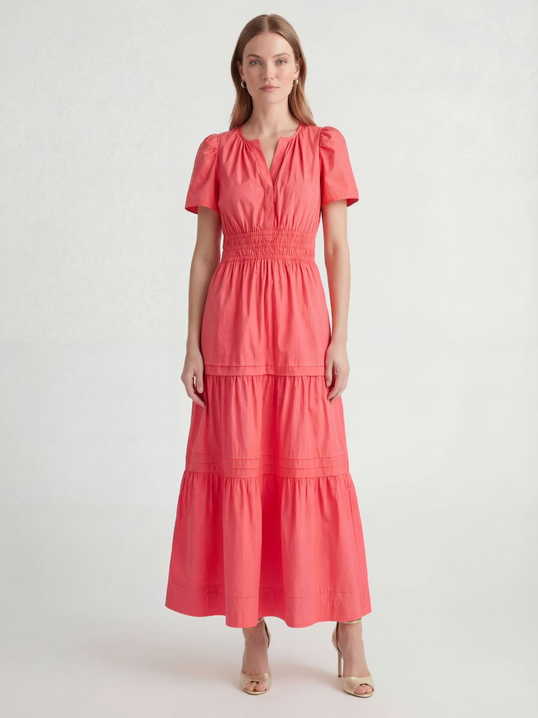 Tiered Cotton Maxi Dress with Smocked Waist