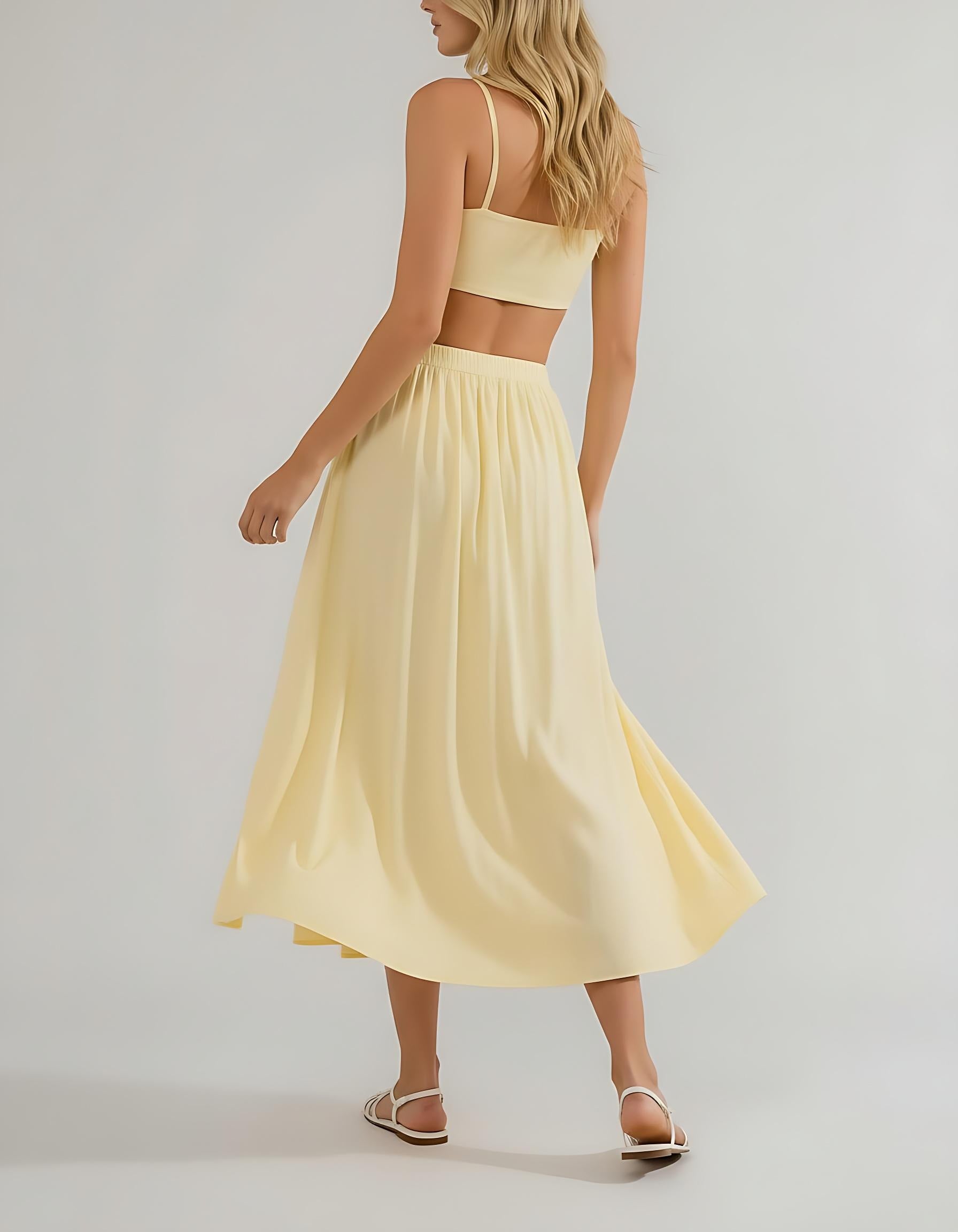 A-line Satin Midi Skirt