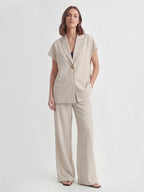 Notched Lapel Wide Leg Pant Set