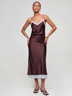 Colorblock Stain Spaghetti Strap Midi Dress