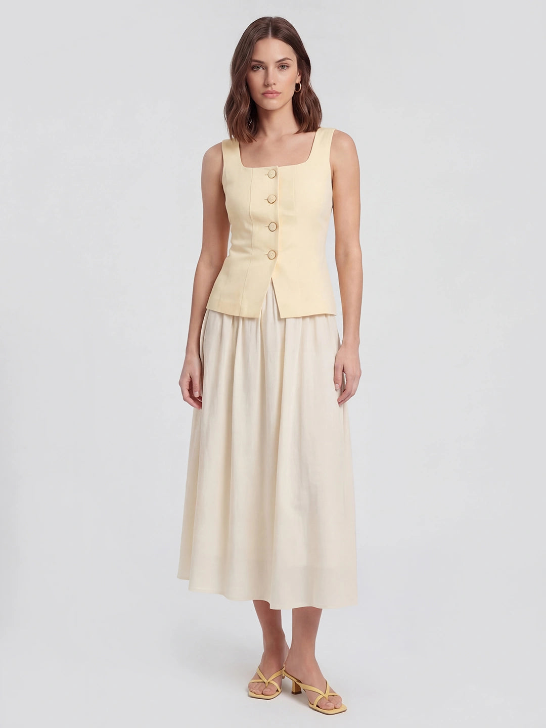 Square Neck Patchwork Midi Dress Main image