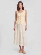 Square Neck Patchwork Midi Dress