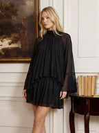 High Neck Loose Fit Long Sleeve Mini Dress