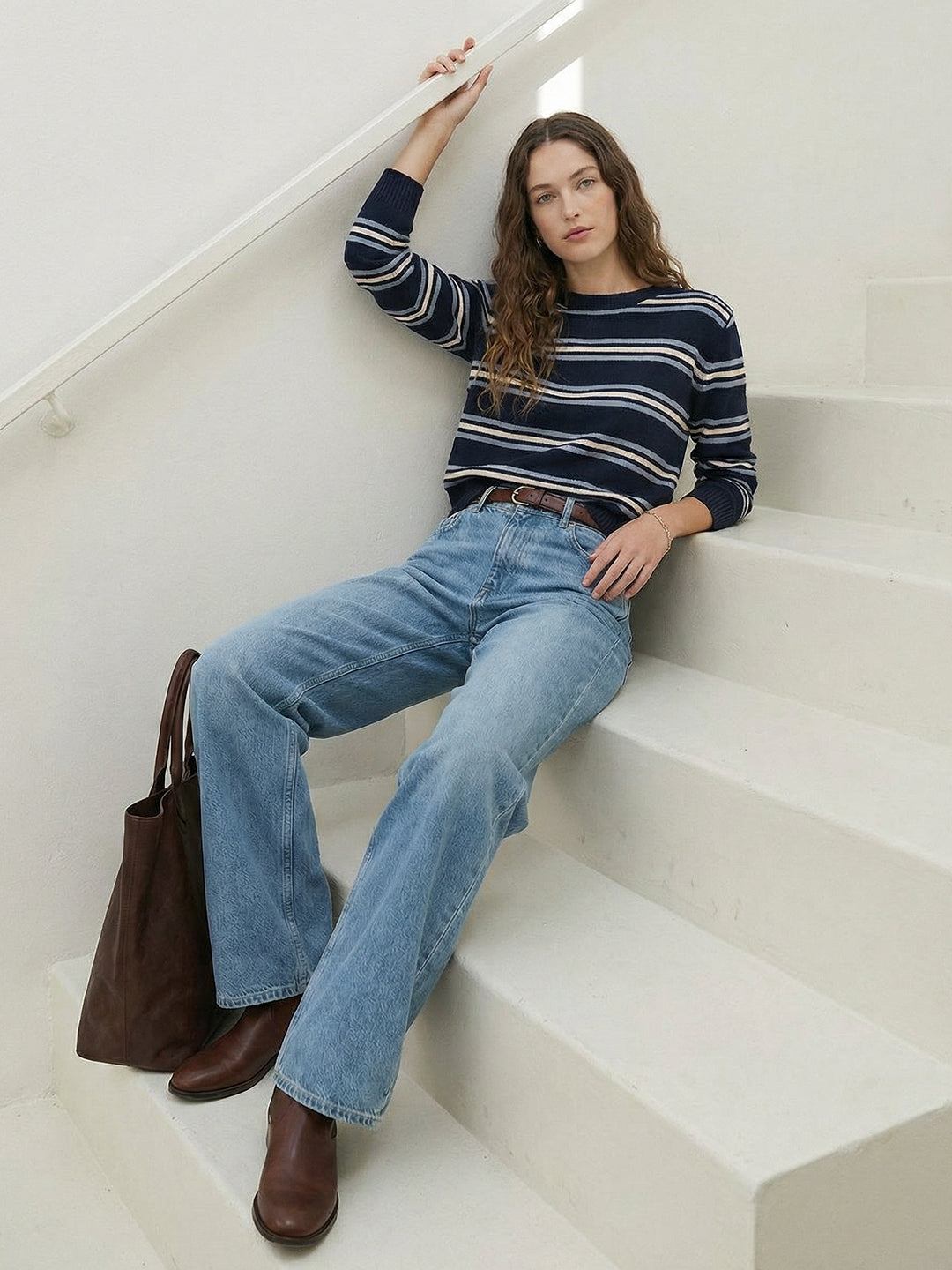 Loose Fit Round Neck Long Sleeve Sweater Main image